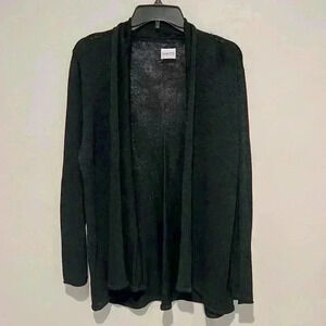 Chicos Womens Open Front Black Knit Cardigan Heavy Weight Chicos‎ Size 2 Large